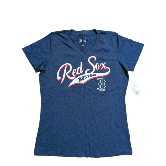 MLB Tops - Boston Red Sox NWT Women's Short Sleeve V-neck Tee Large